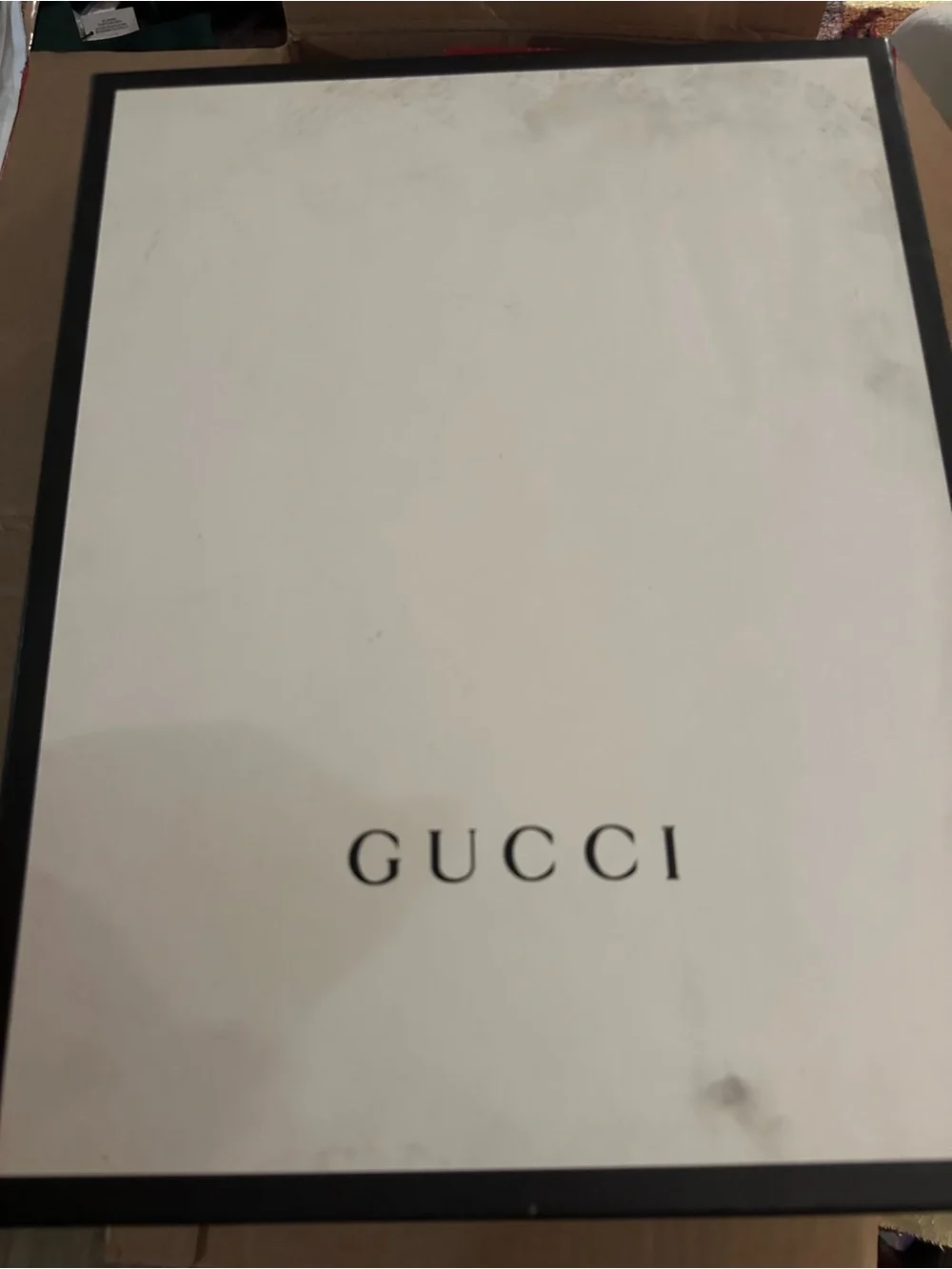 Gucci Black Leather Men's Sneaker with Rainbow Logo Accent 8.5